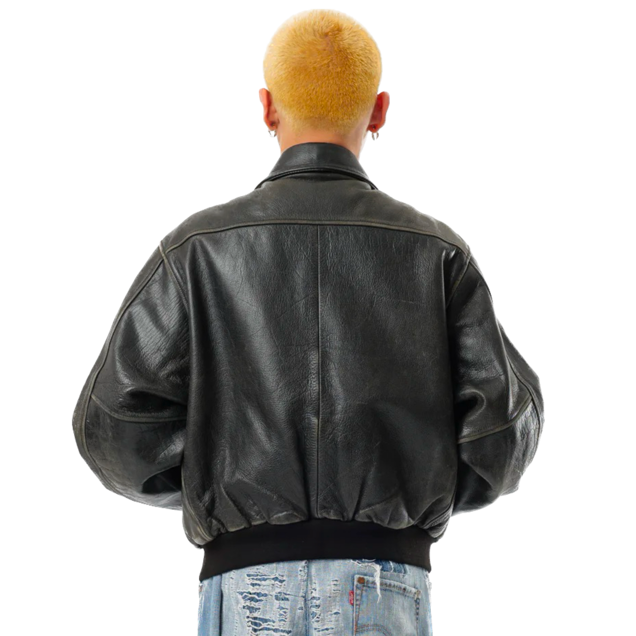 Daven 1990s Bomber Leather Jacket